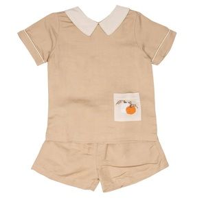 NWT - The Oaks Benjamin Tan Pumpkin Short Set - Size 2T